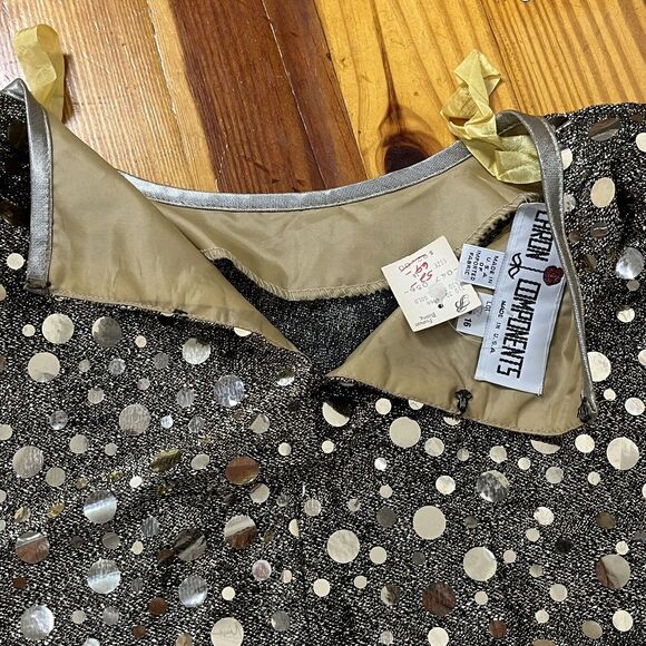 NOS Gold Sparkly Top Vtg Size 16 USA Glam Party Semi Sheer Caron Disco Rave New - Picture 14 of 17